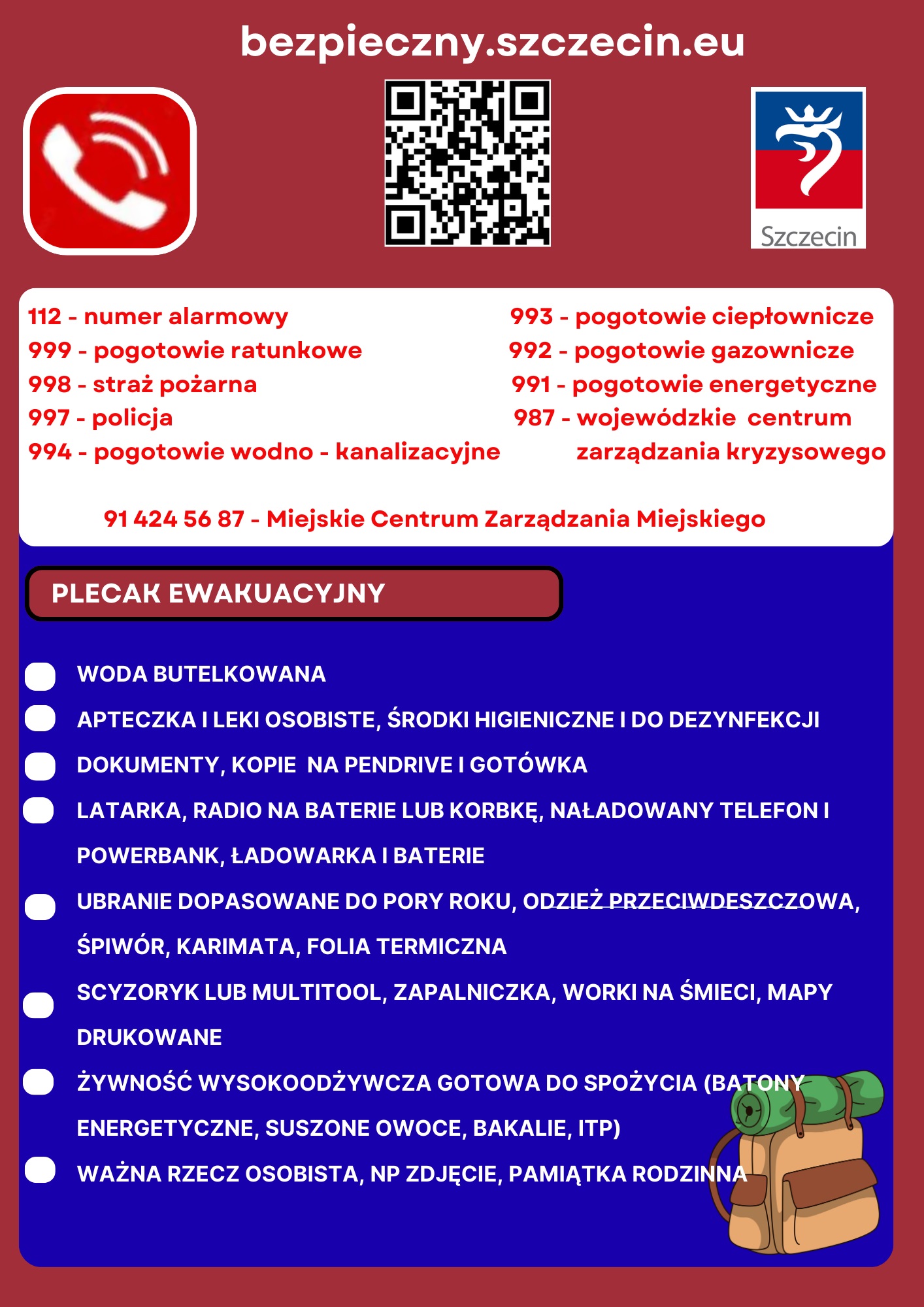 Ultoka dotycząca plecaka ewakuacyjnego i sygnałów alarmowych strona 1